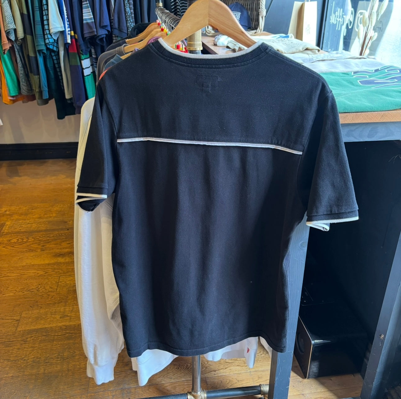 Supreme SS18 Contrast Yoke Pique T-Shirt Black (Medium)
