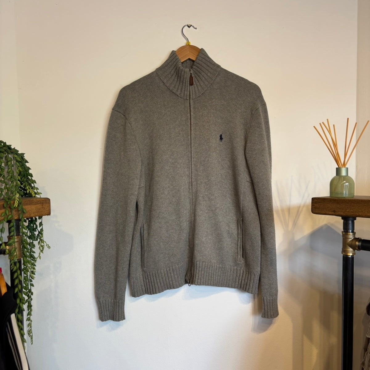 Ralph Lauren Full Zip Knit Jumper Grey (Medium)