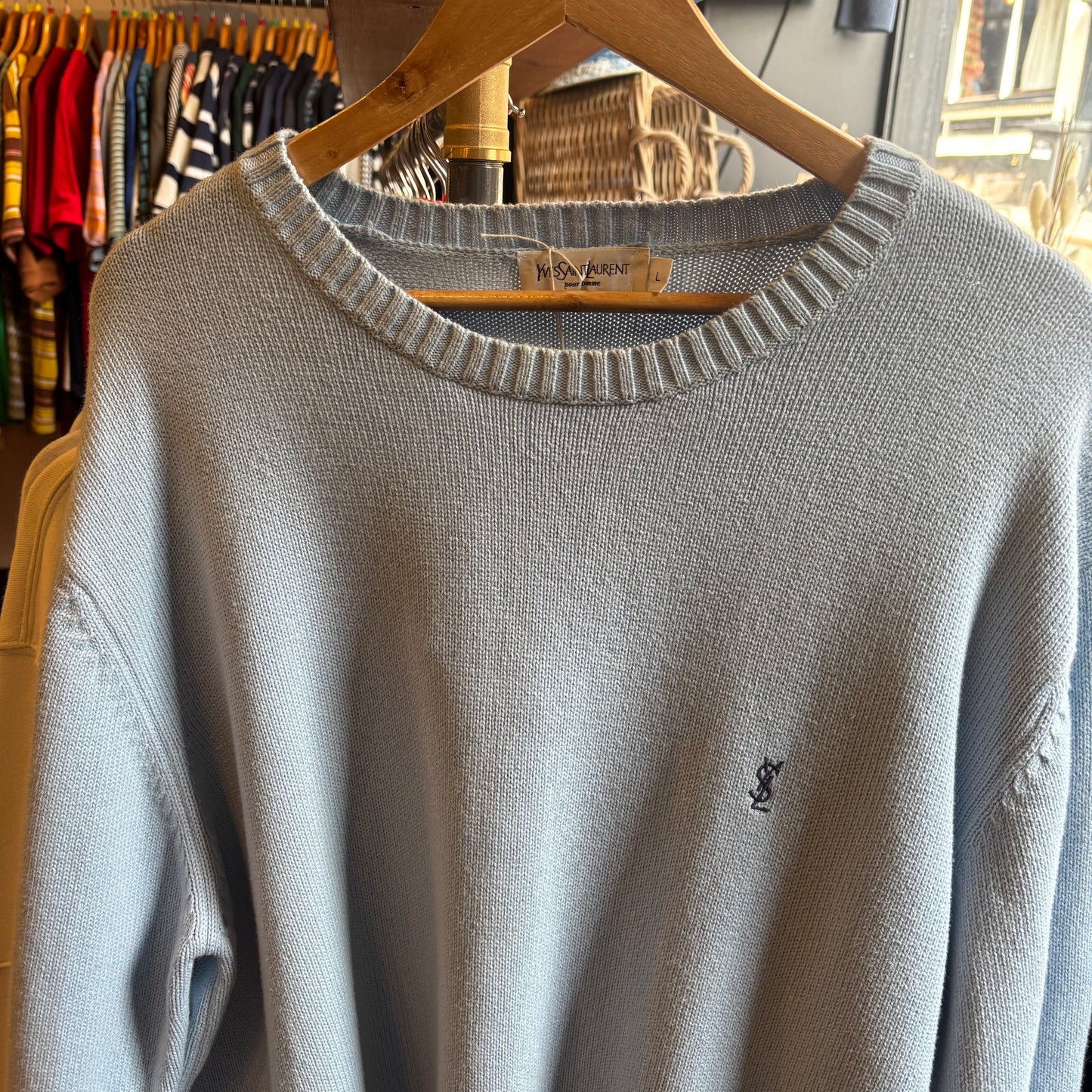 Yves Saint Laurent Pullover Knit Jumper Light Blue (Large)