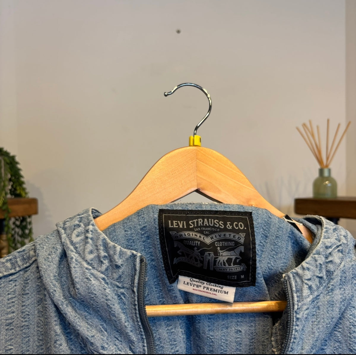 Levi's Denim Pinstripe Anorak Jacket Blue (Medium)