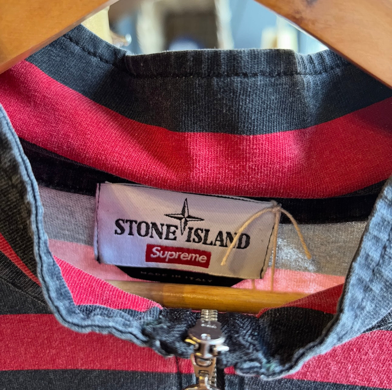 Supreme X Stone Island SS16 Quarter Zip Longsleeve Black/ Red (Large)