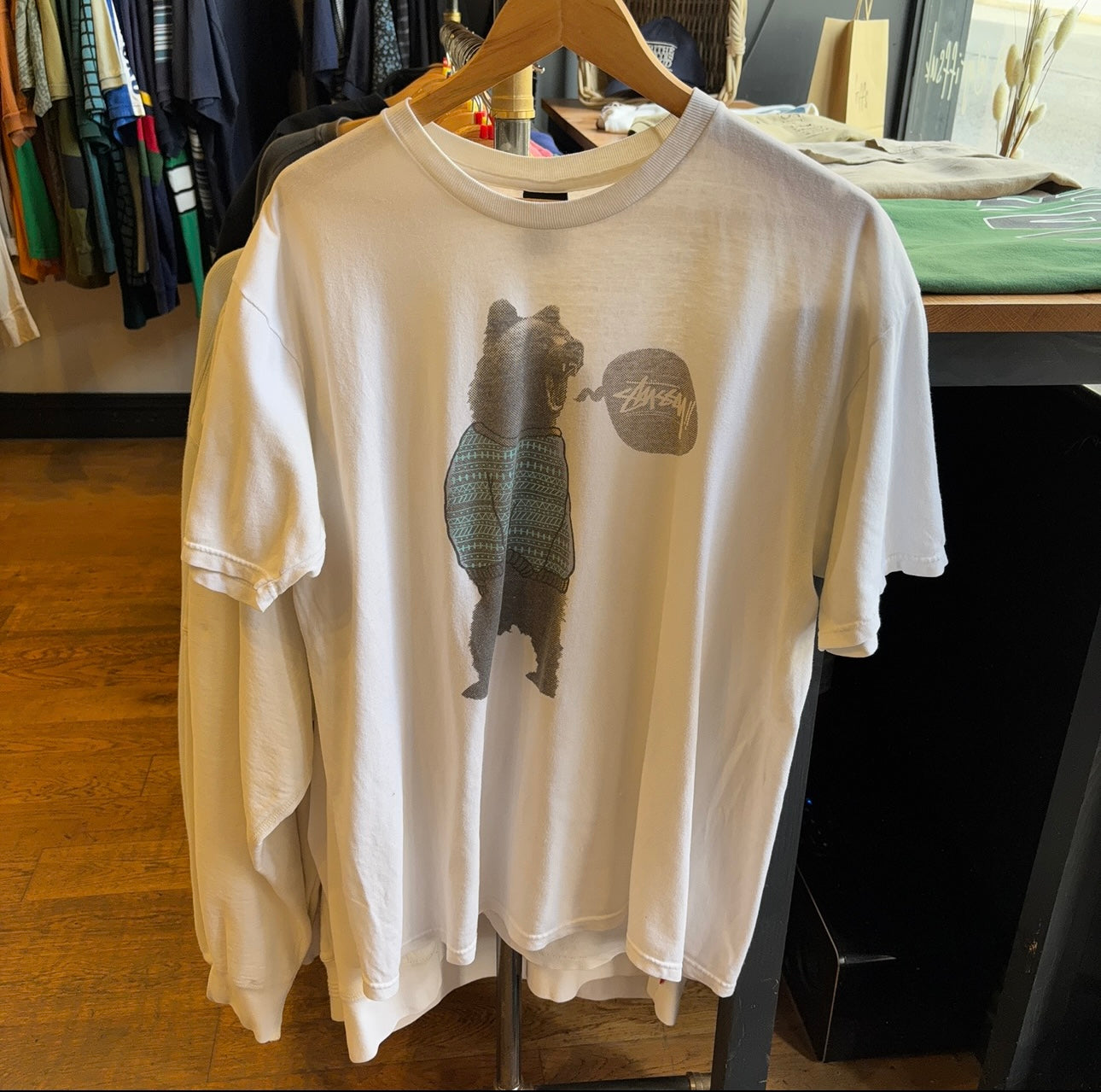 Stussy Bear Print Graphic T-Shirt White (Large)