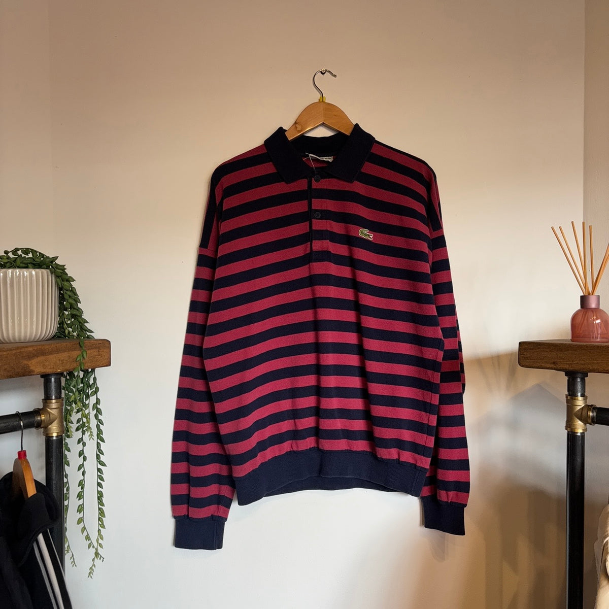 Chemise Lacoste Stripe Longsleve Polo Shirt Red/ Navy (Medium)