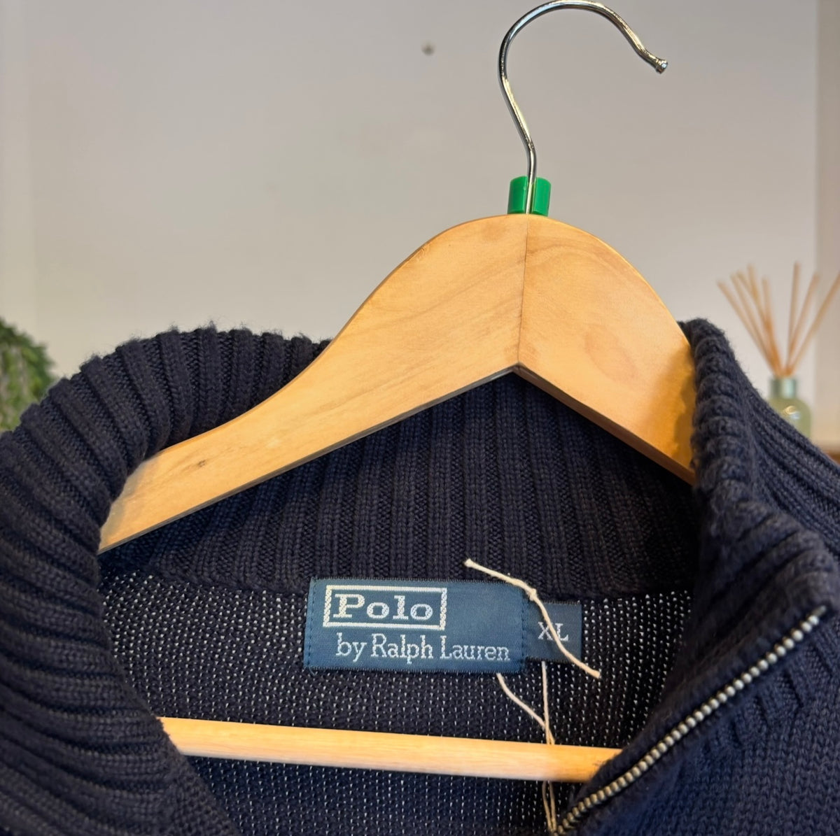 Ralph Lauren Quarter Zip Pullover Knit Jumper Navy (XL)