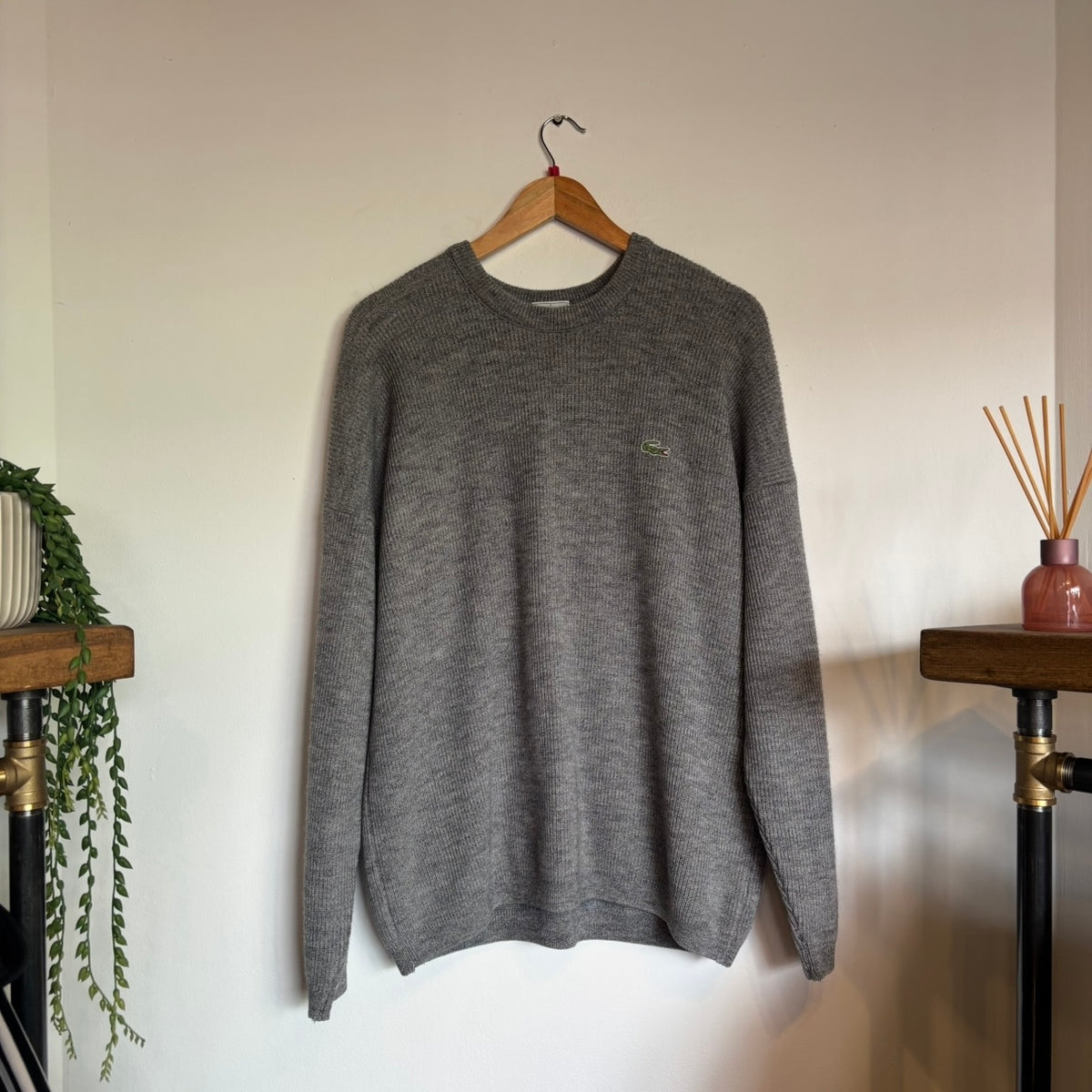 Lacoste Pullover Chunky Knit Jumper Grey (Large)
