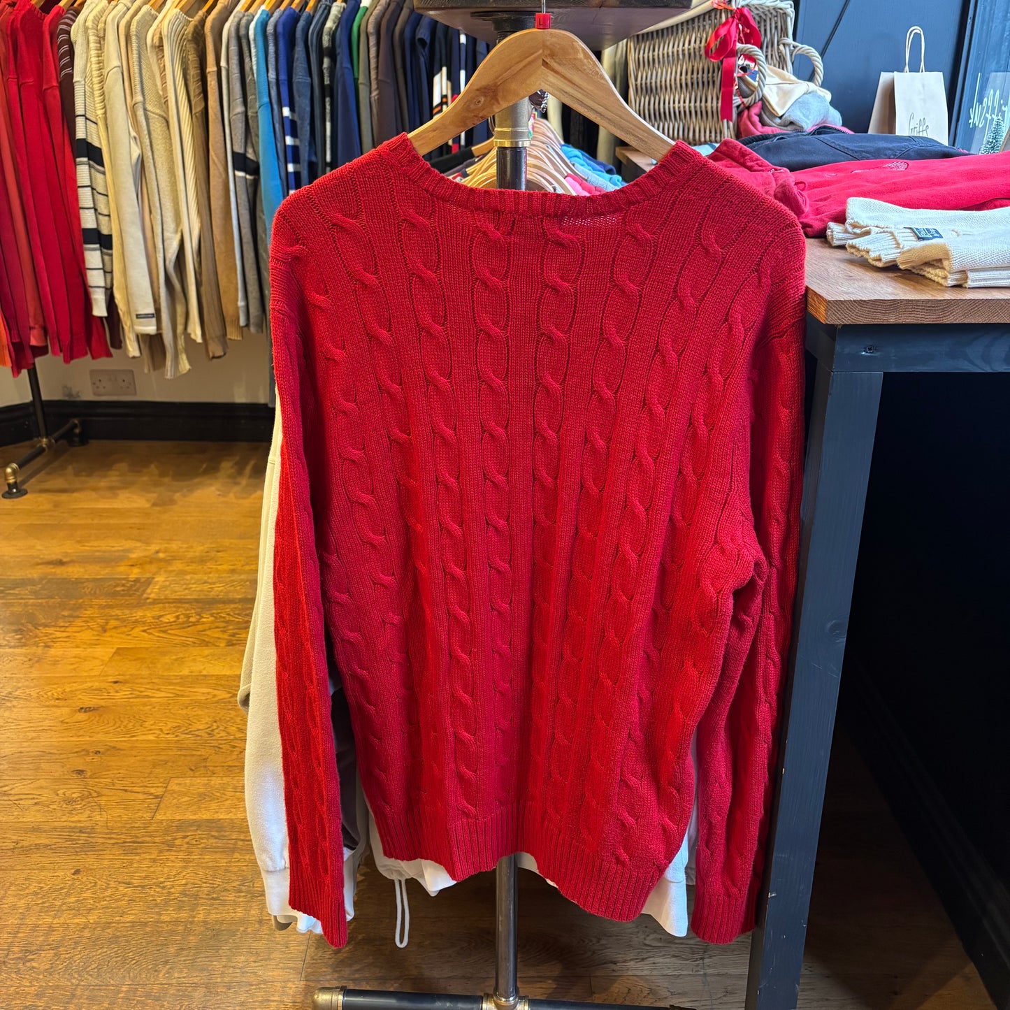 Ralph Lauren Cable Knit Pullover Jumper Red (Large)