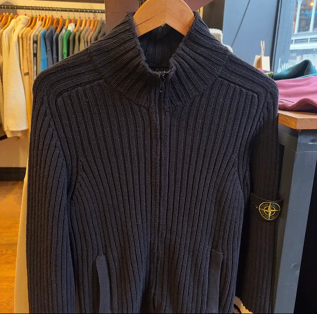 Stone Island SS06 Full Zip Knit Navy/ Cream (Medium)