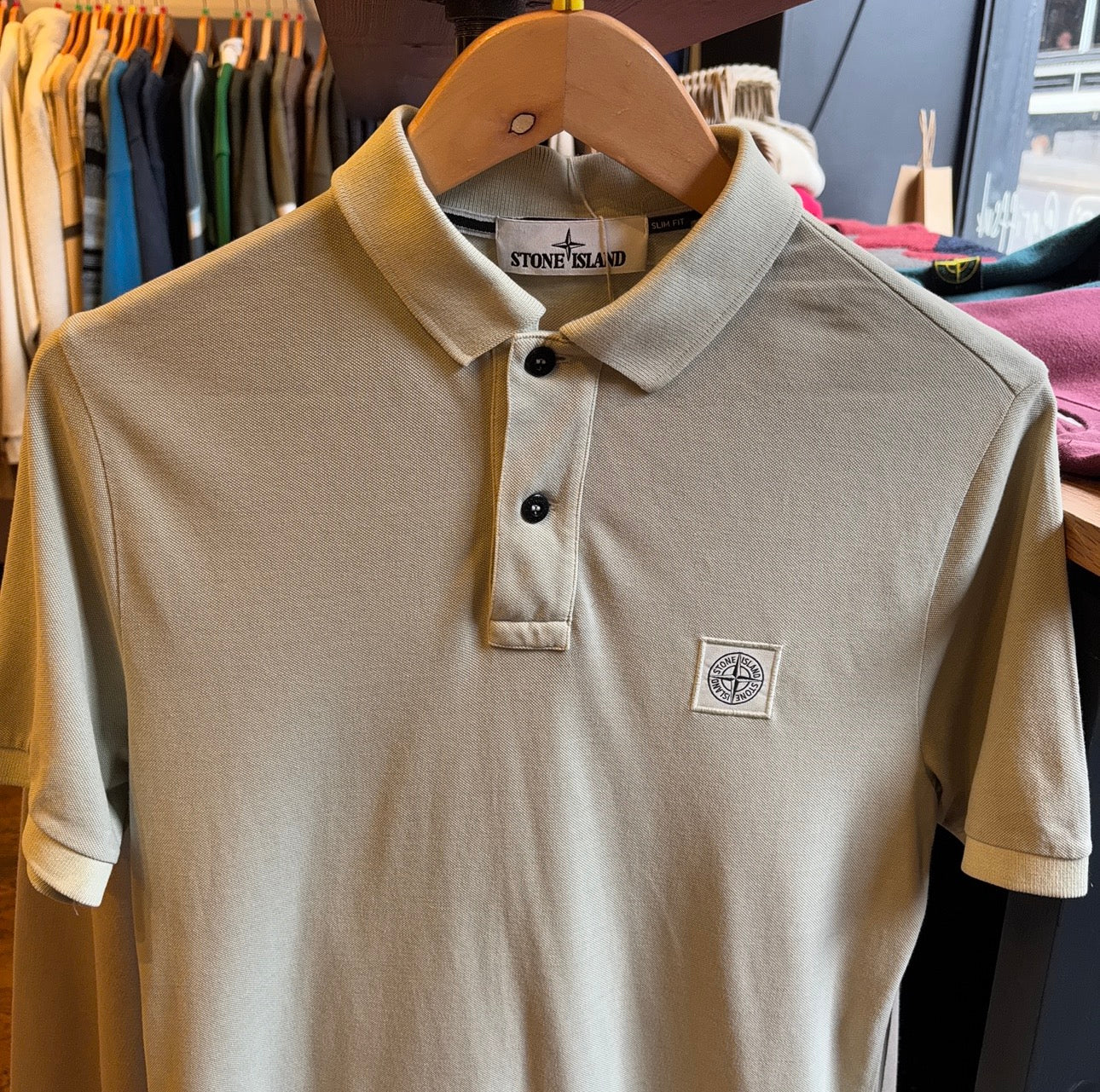 Stone Island SS21 Compass Polo Shirt Beige (Medium)