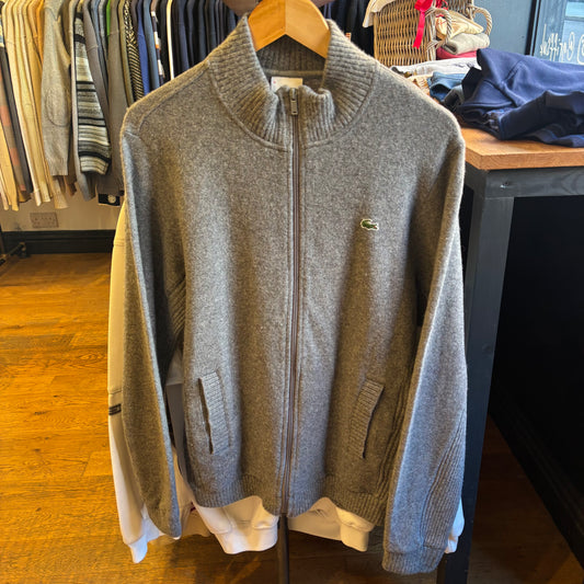 Lacoste Knit Zip Up Jumper Grey (Medium)
