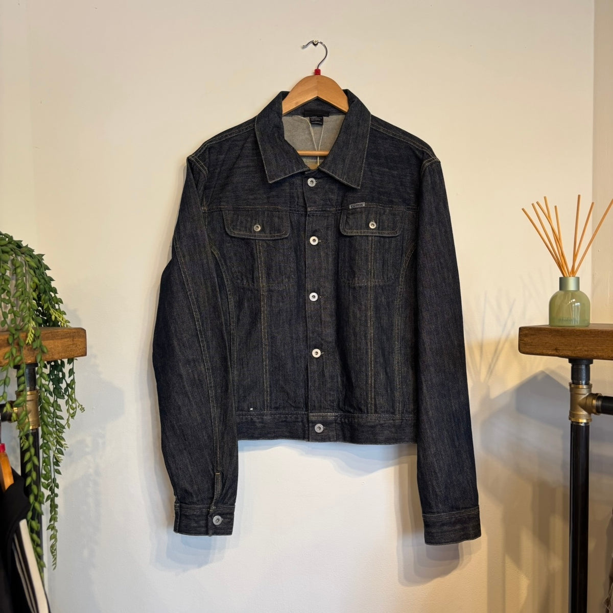 Diesel Cropped Raw Denim Button Jacket Navy (Large)
