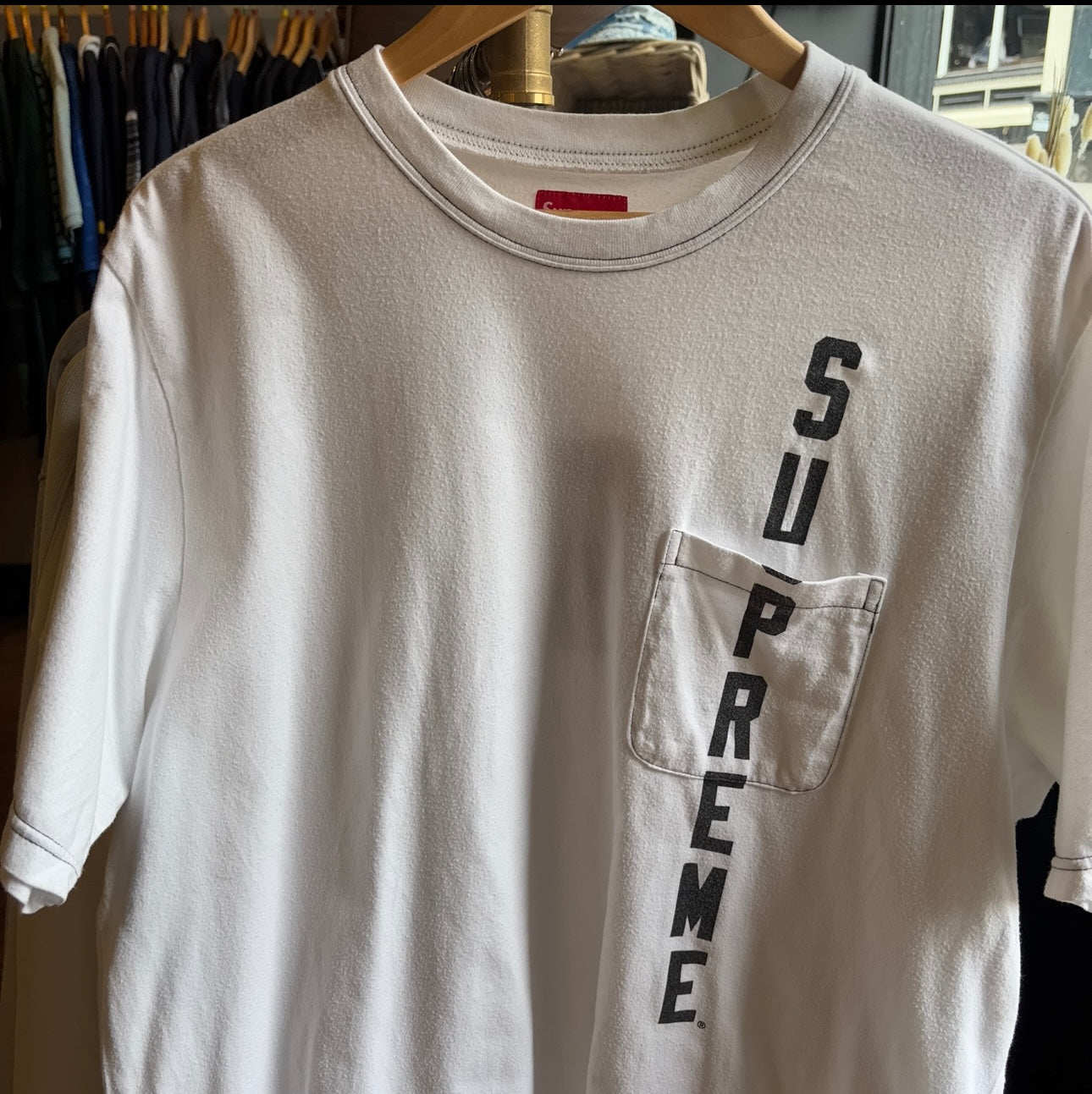 Supreme SS20 Contrast Stitch Pocket T-Shirt White (Large)