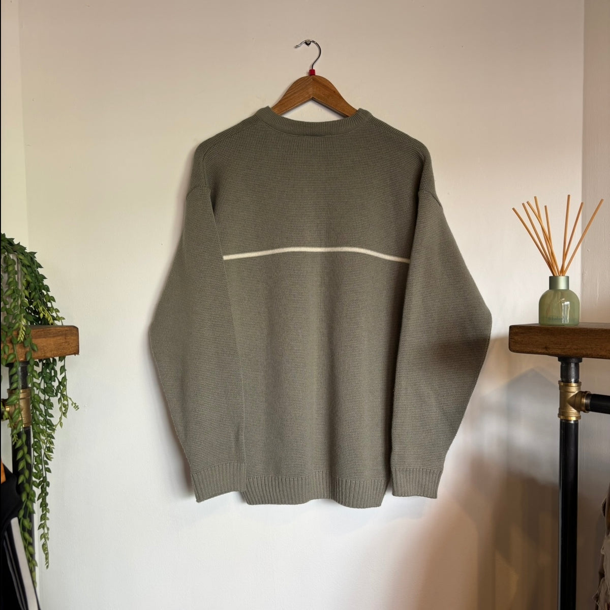 Lacoste Sport Stripe Pullover Knit Jumper Grey/ Beige (Large)