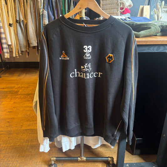 Wolverhampton Wanderers Le Coq 2000's Training Sweatshirt Black (XXL)