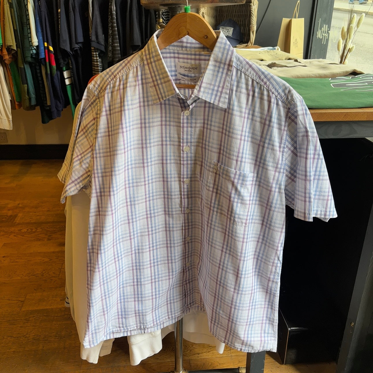 Yves Saint Laurent Plaid Shirt White (XL)