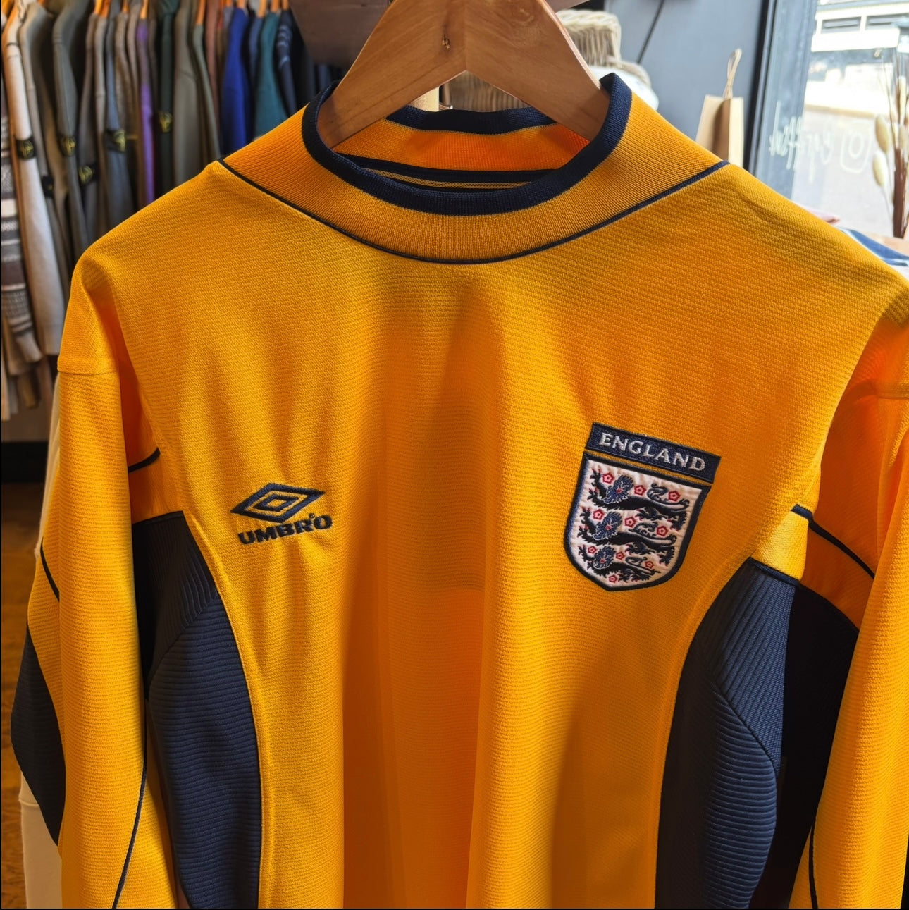 England Umbro 1999/01 Goalkeeper Away Shirt Yellow (Medium)