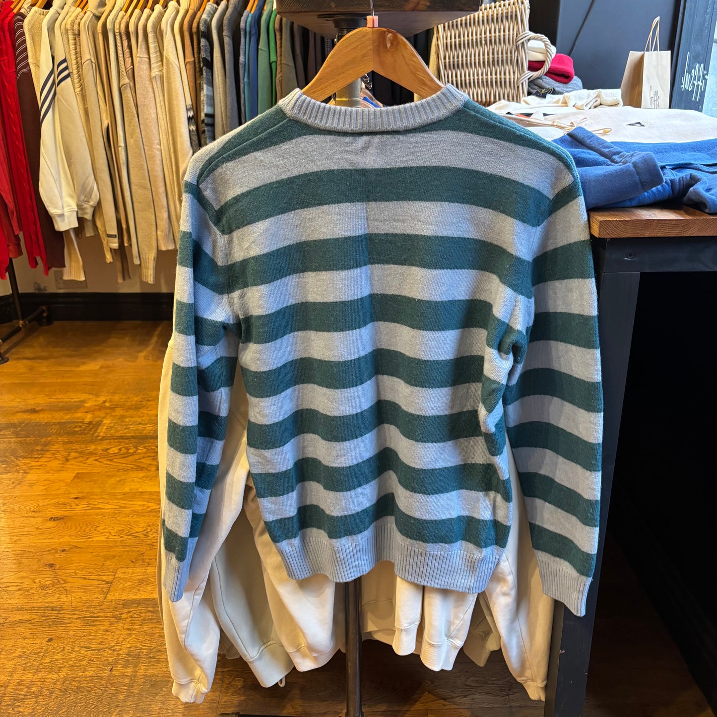 Lacoste Pullover Striped Knit Jumper Blue (Small)