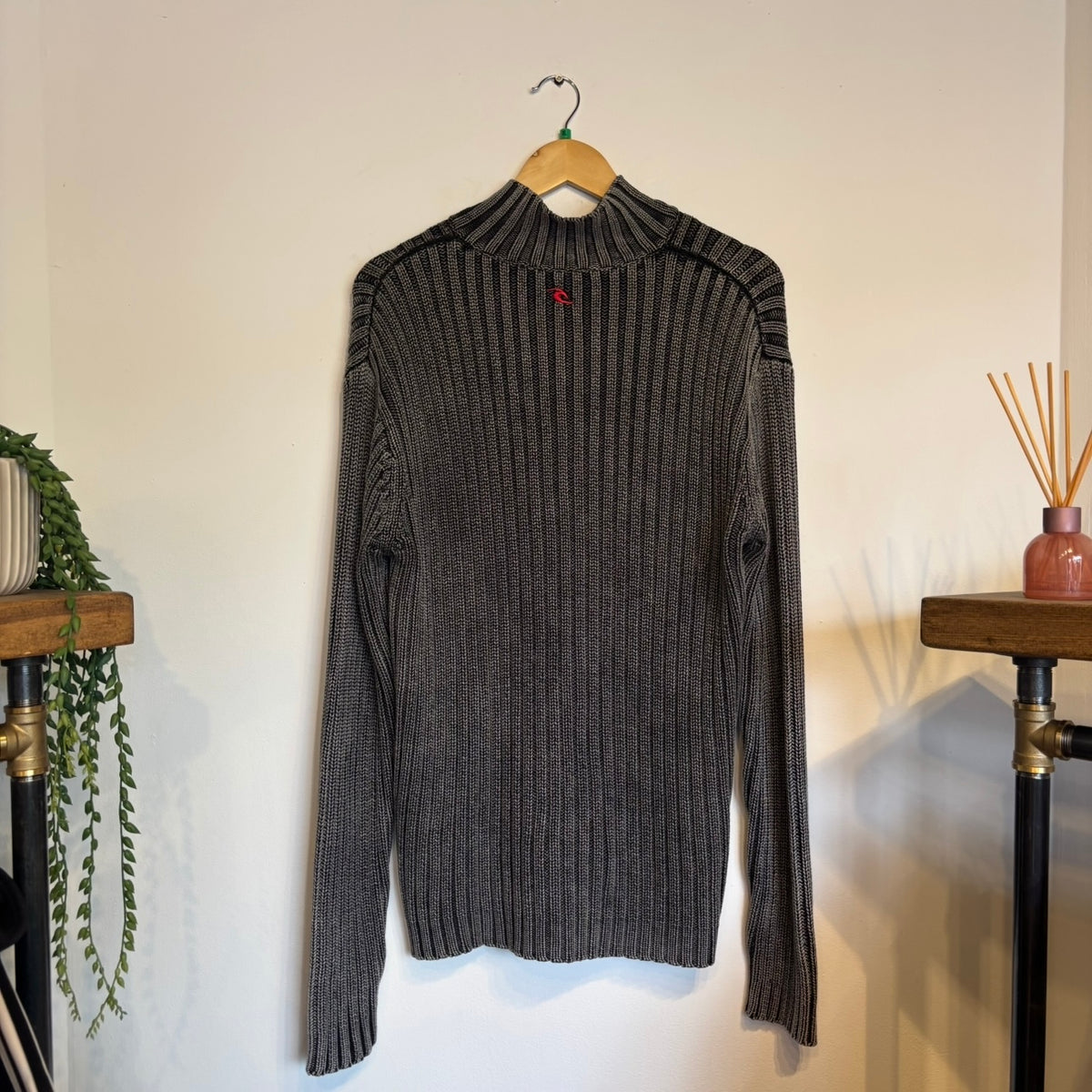 O'Neill Ribbed Full Zip Knit Jumper Grey (XL)