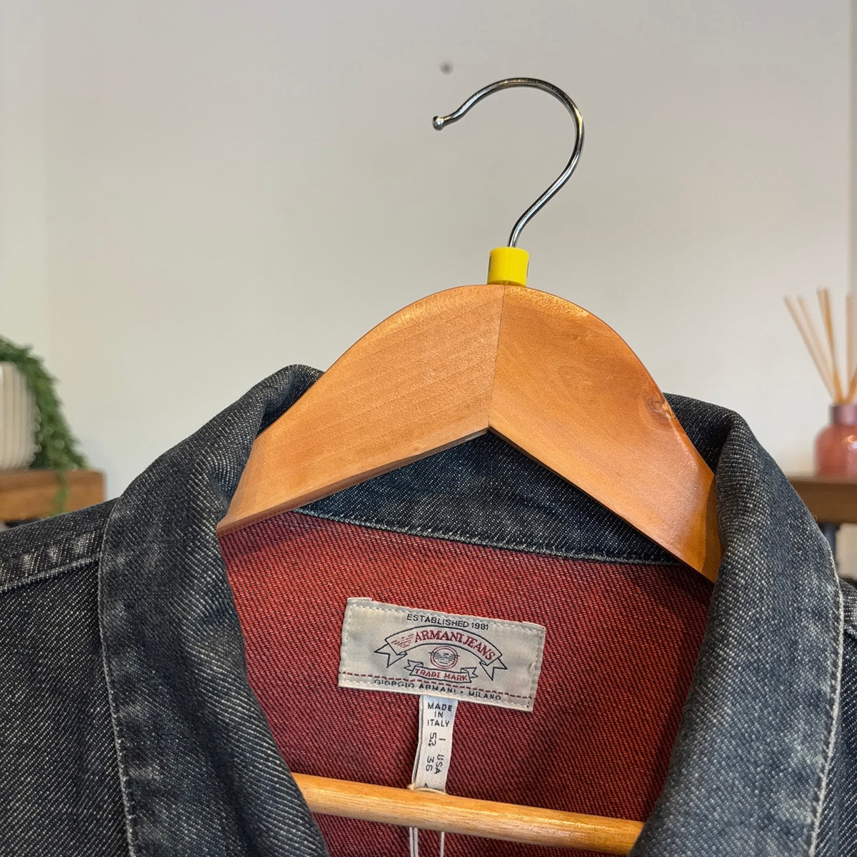 Armani Jeans 90s Button Up Denim Jacket Navy (Medium)