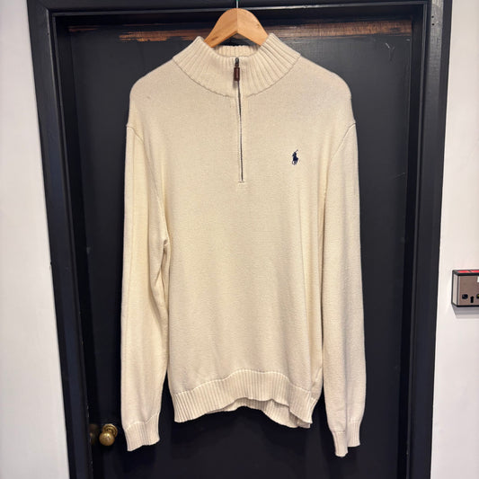 Ralph Lauren Quarter Zip Knit White (XL)