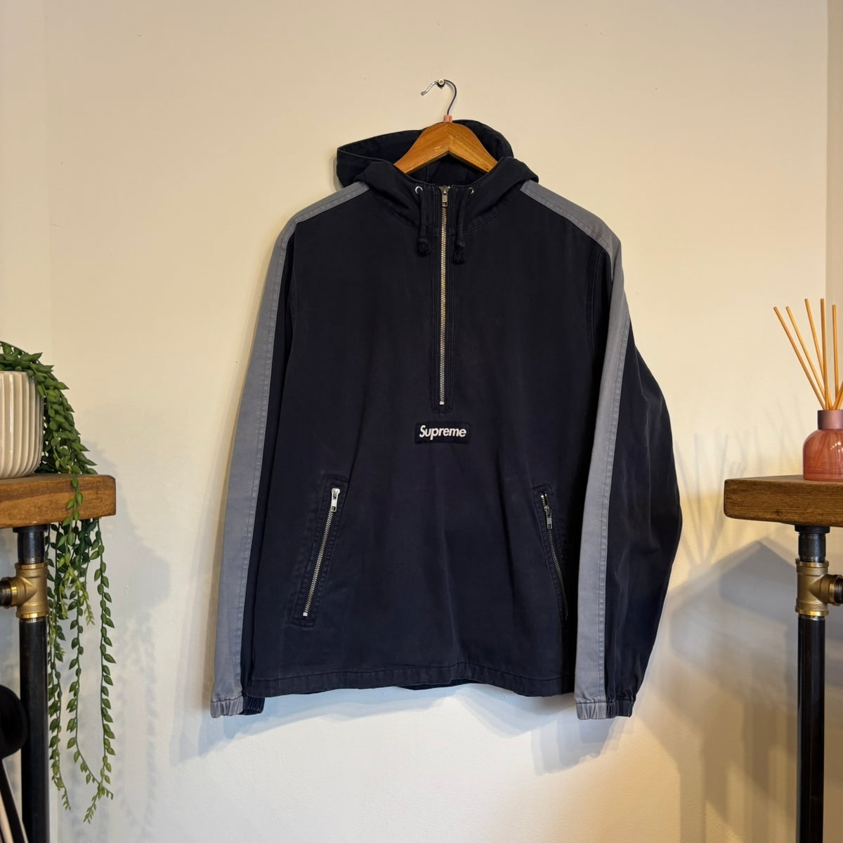 Supreme SS16 Twill Anorak Pullover Jacket Navy (Small)