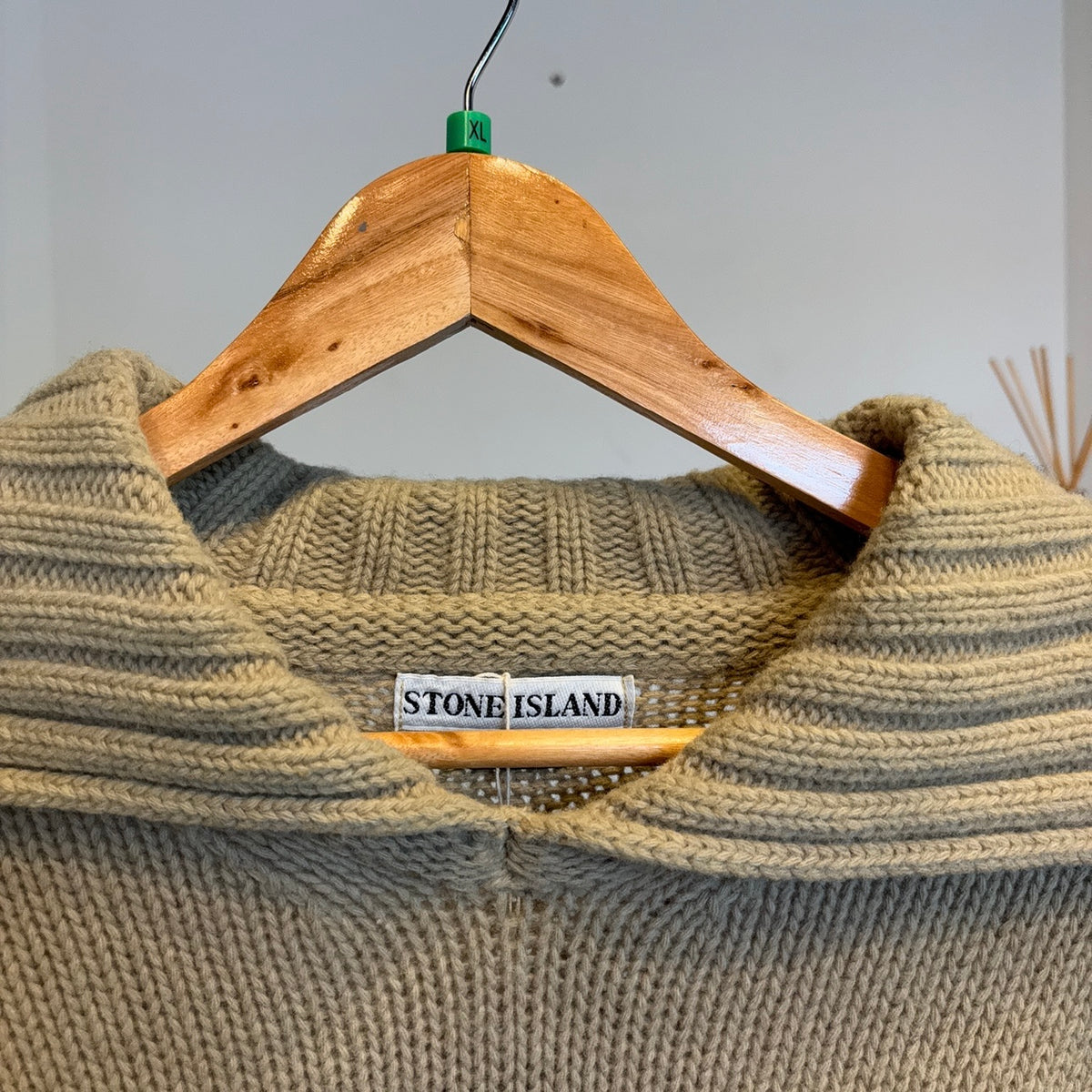 Stone Island A/W 1997 Chunky Polo Knit Jumper Beige (XL)