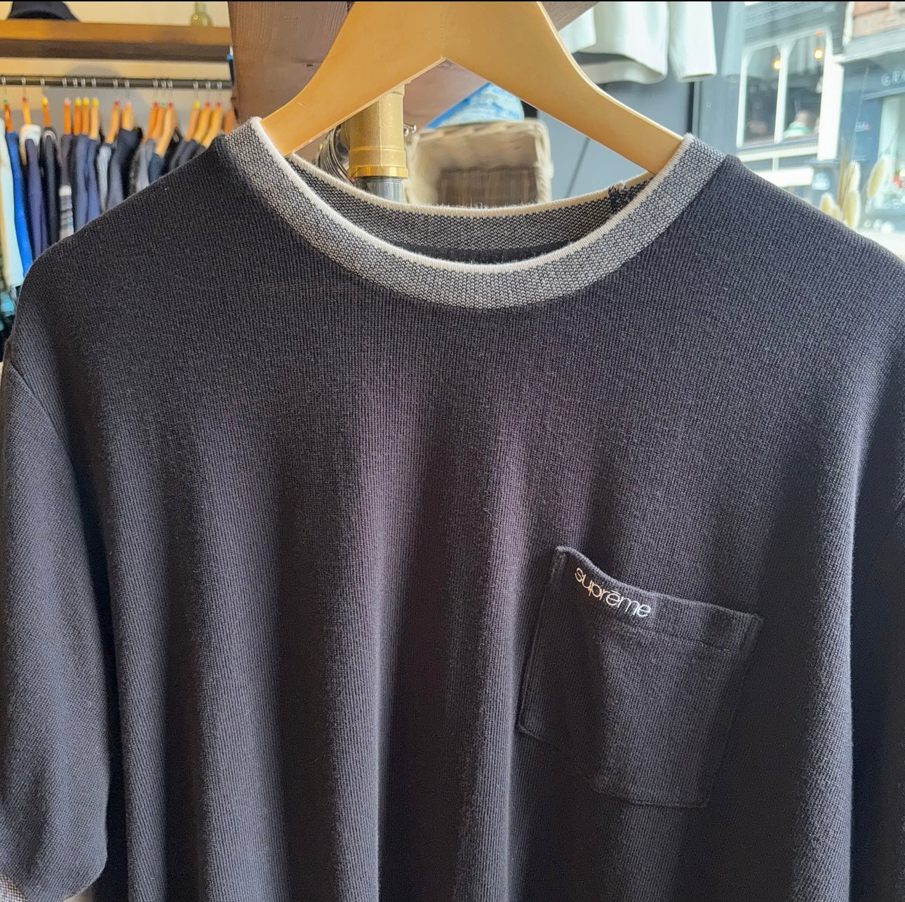 Supreme Textured Pocket T-Shirt Black (Large)