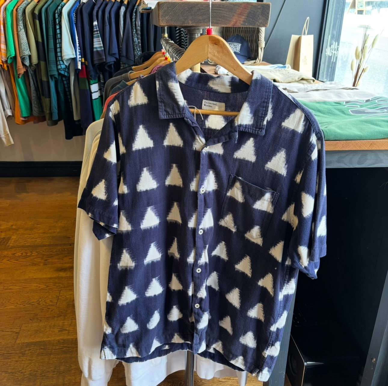 Universal Works Road Irate Arrow Shirt Navy (Large)