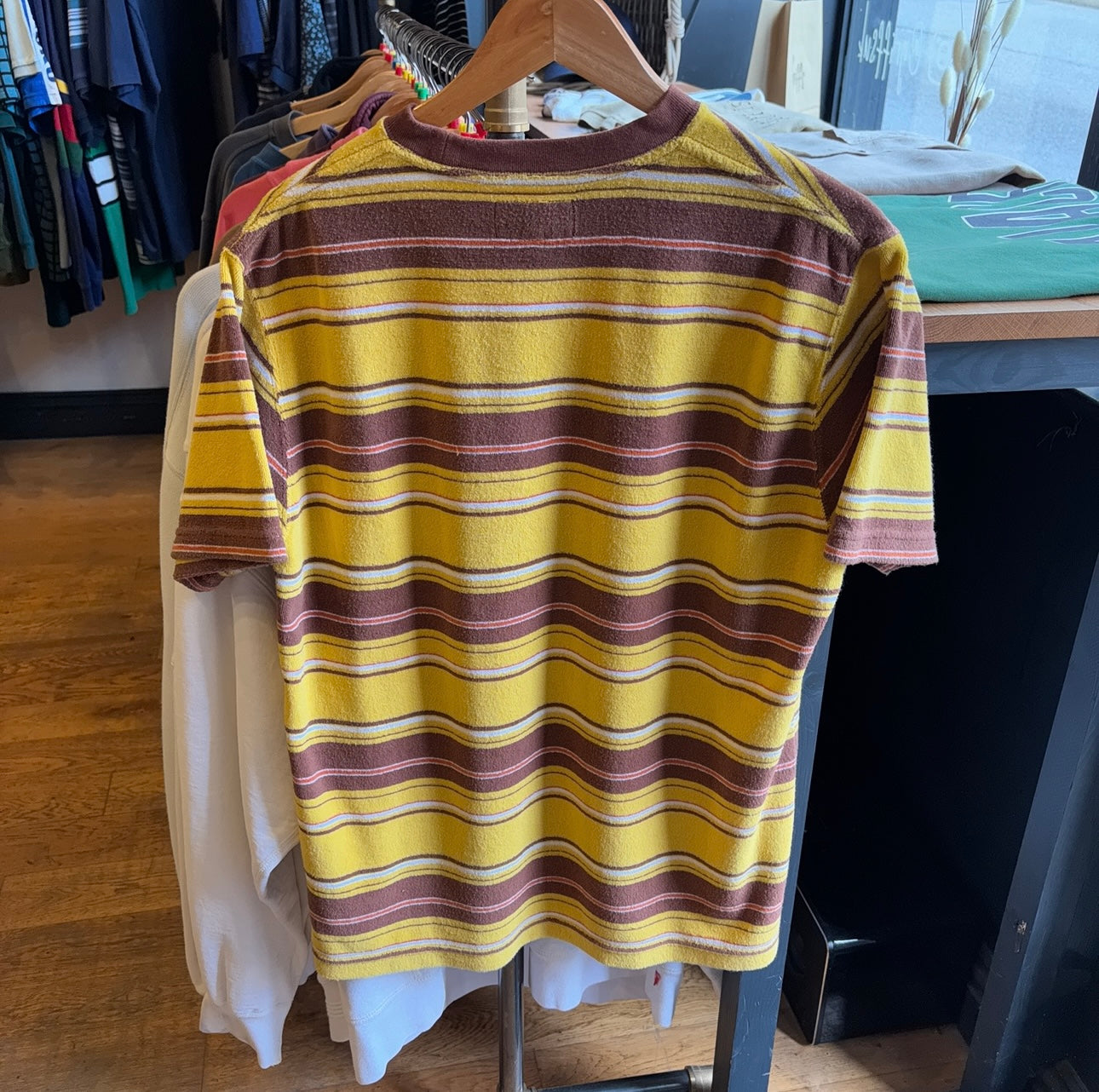 Beams Plus Pocket Striped T-Shirt Yellow (Medium)