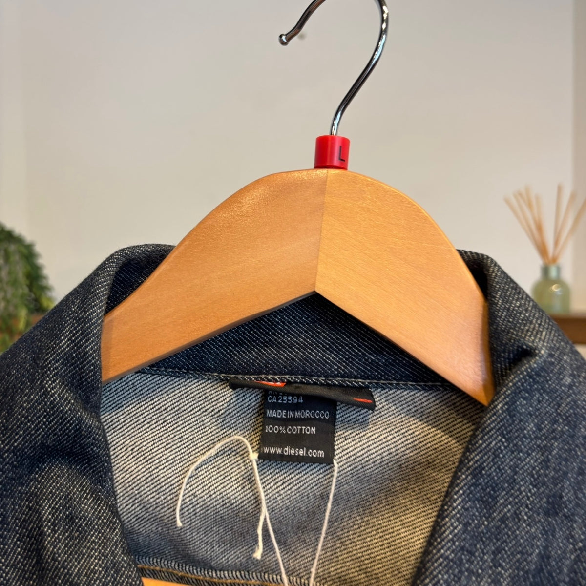 Diesel Cropped Raw Denim Button Jacket Navy (Large)