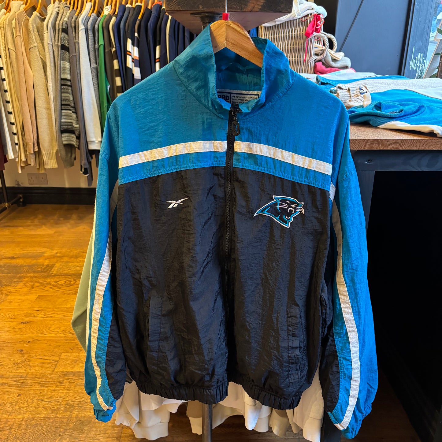 NFL Reebok Carolina Panthers Jacket Black (Large)