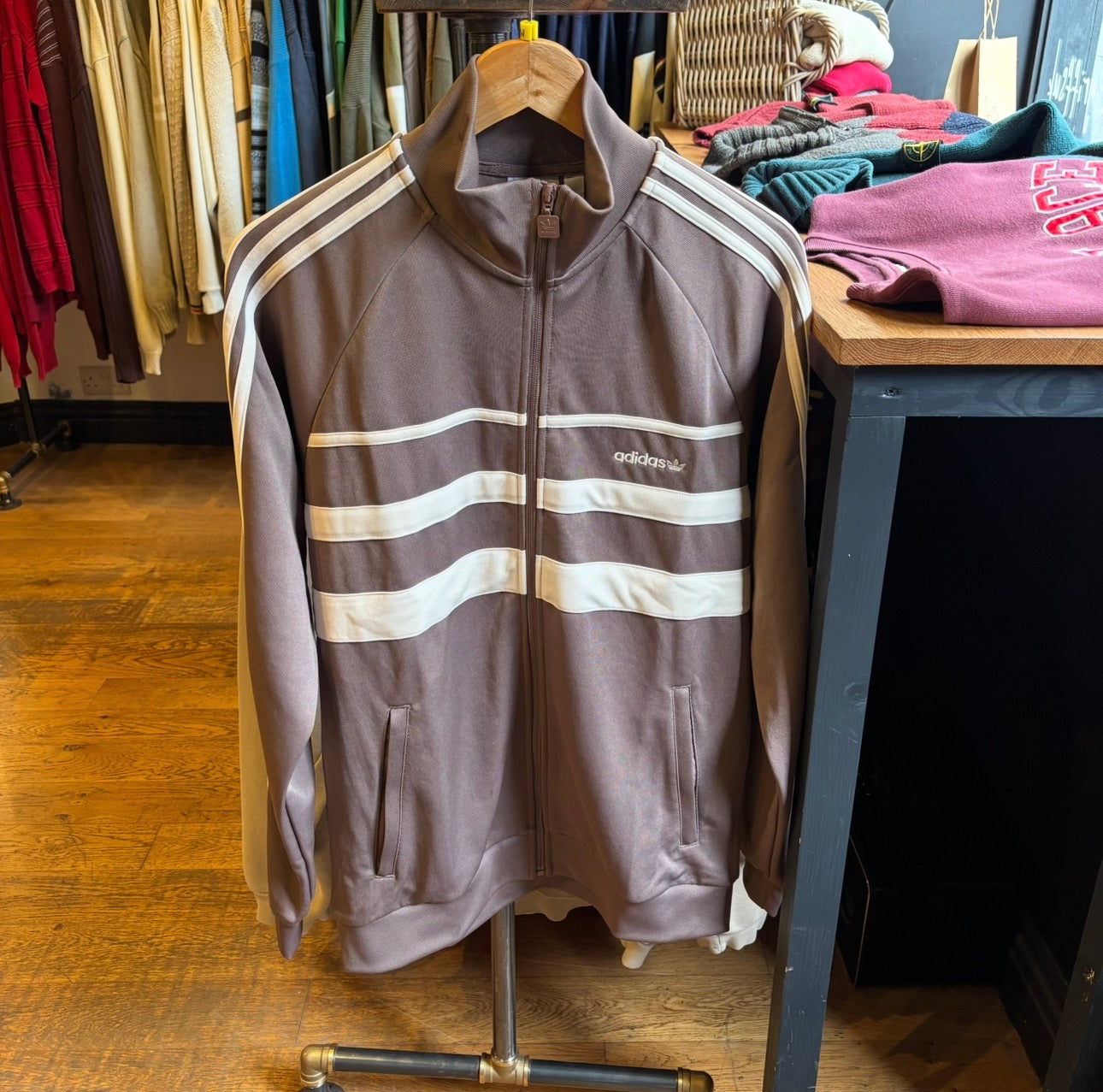 Adidas Zip Up Track Jacket Brown (Medium)