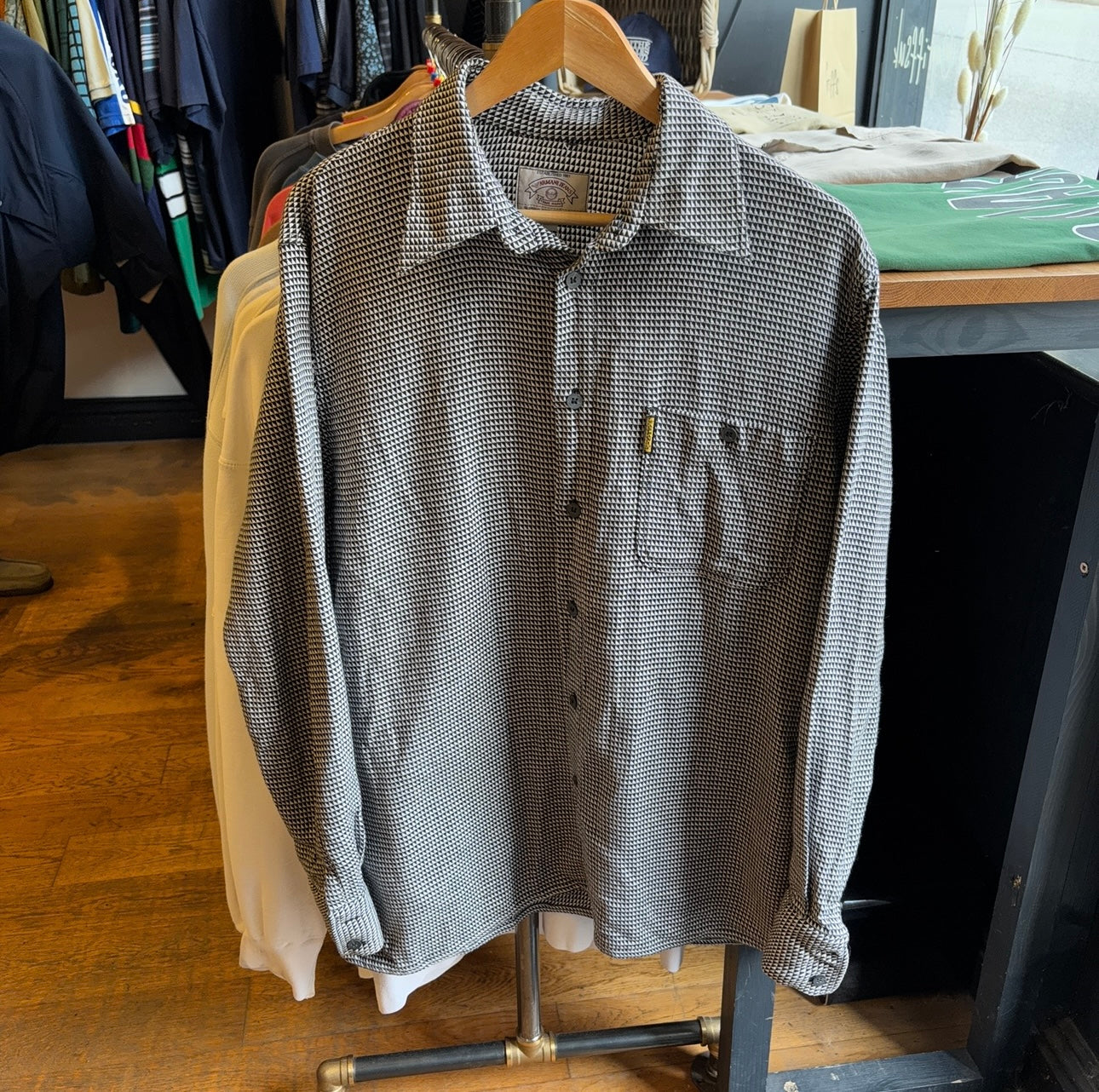 Armani Jeans 90s Longsleeve Button Shirt Black/ White (Large)