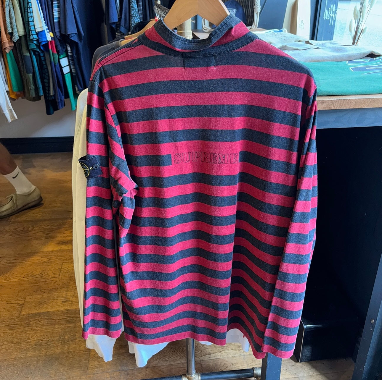 Supreme X Stone Island SS16 Quarter Zip Longsleeve Black/ Red (Large)