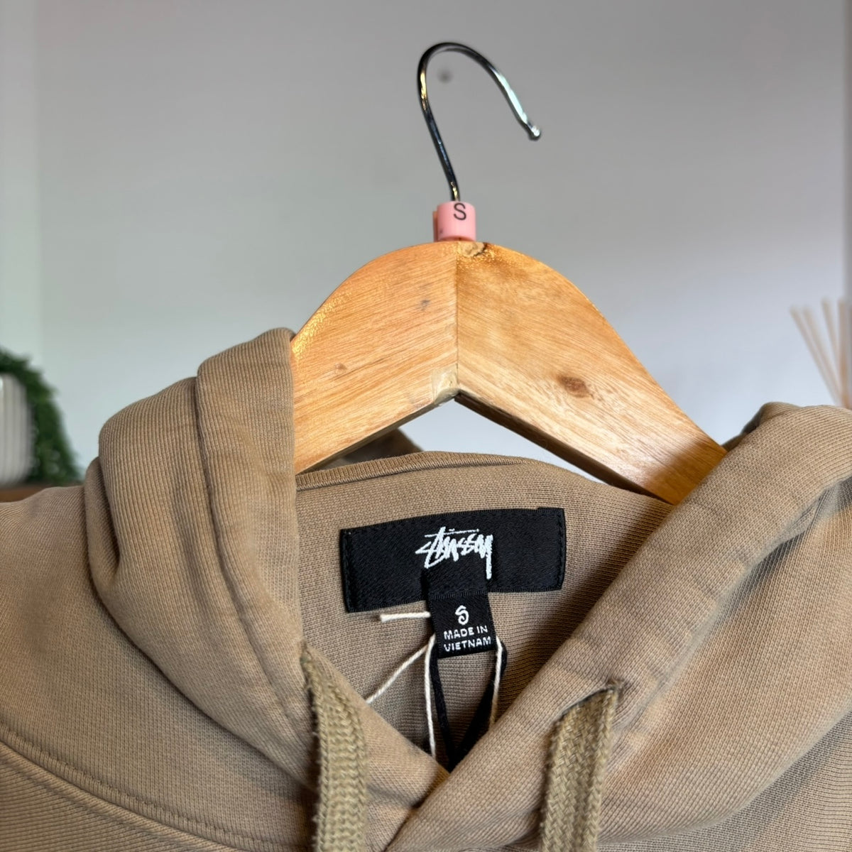 Stussy Stock Logo Hoodie Beige (Small)
