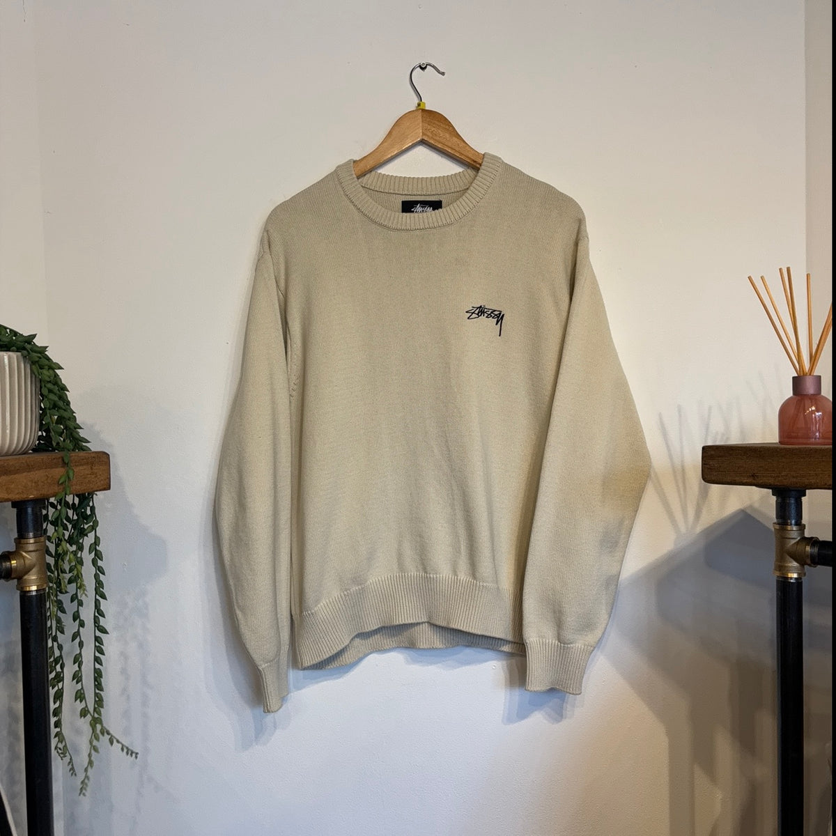 Stussy Care Label Knit Sweater Natural (Medium)