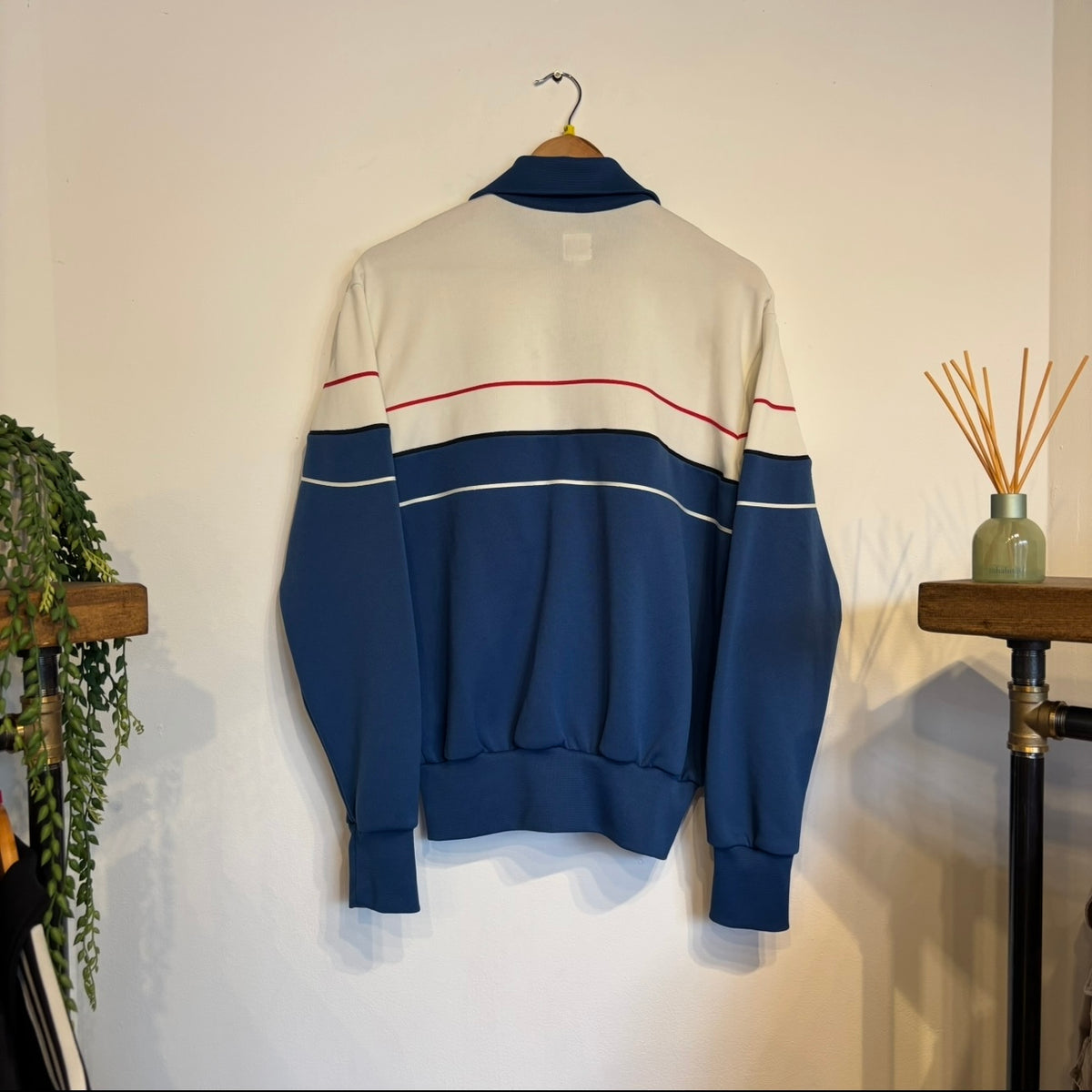 Adidas Oversized Zip Track Jacket White/ Blue (Medium)