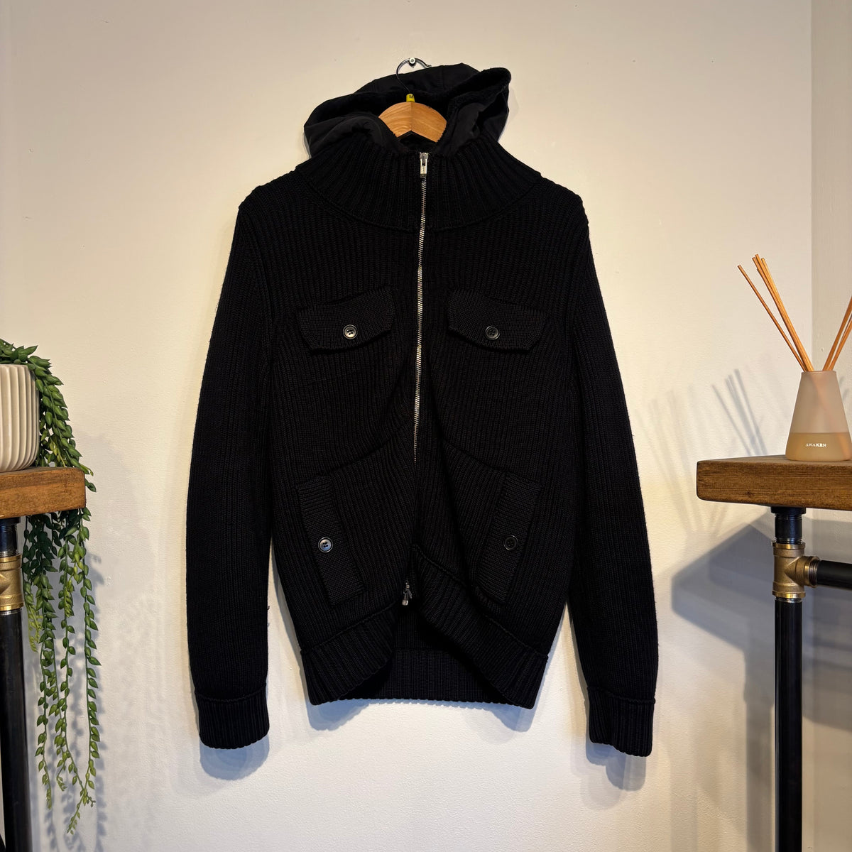 CP Company A/W 2006 Hooded Zip Knit Jumper Black (Medium)