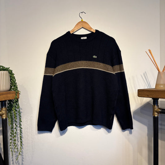 Lacoste Stripe Pullover Knit Jumper Navy (Medium)