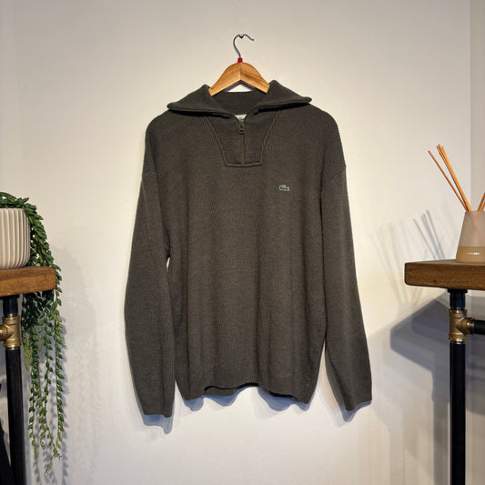 Lacoste Quarter Zip Pullover Knit Jumper Green (Large)