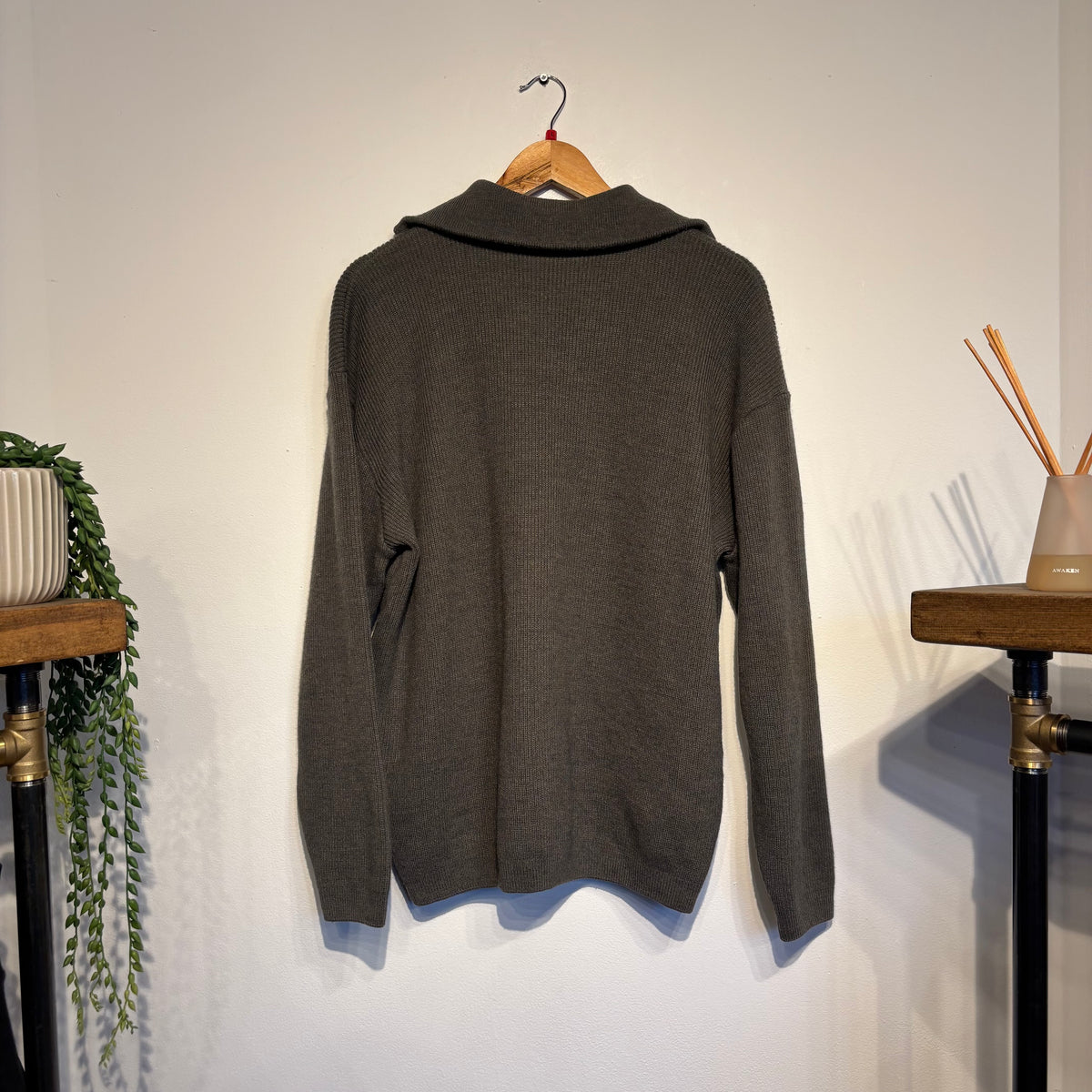 Lacoste Quarter Zip Pullover Knit Jumper Green (Large)