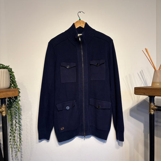 Lacoste Multi Pocket Full Zip Knit Jumper Navy (XL)
