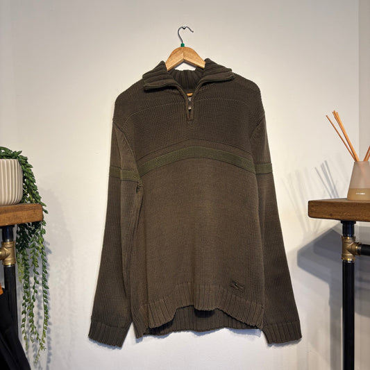 O'Neill Spellout Quarter Zip Chunky Knit Jumper Brown (XL)