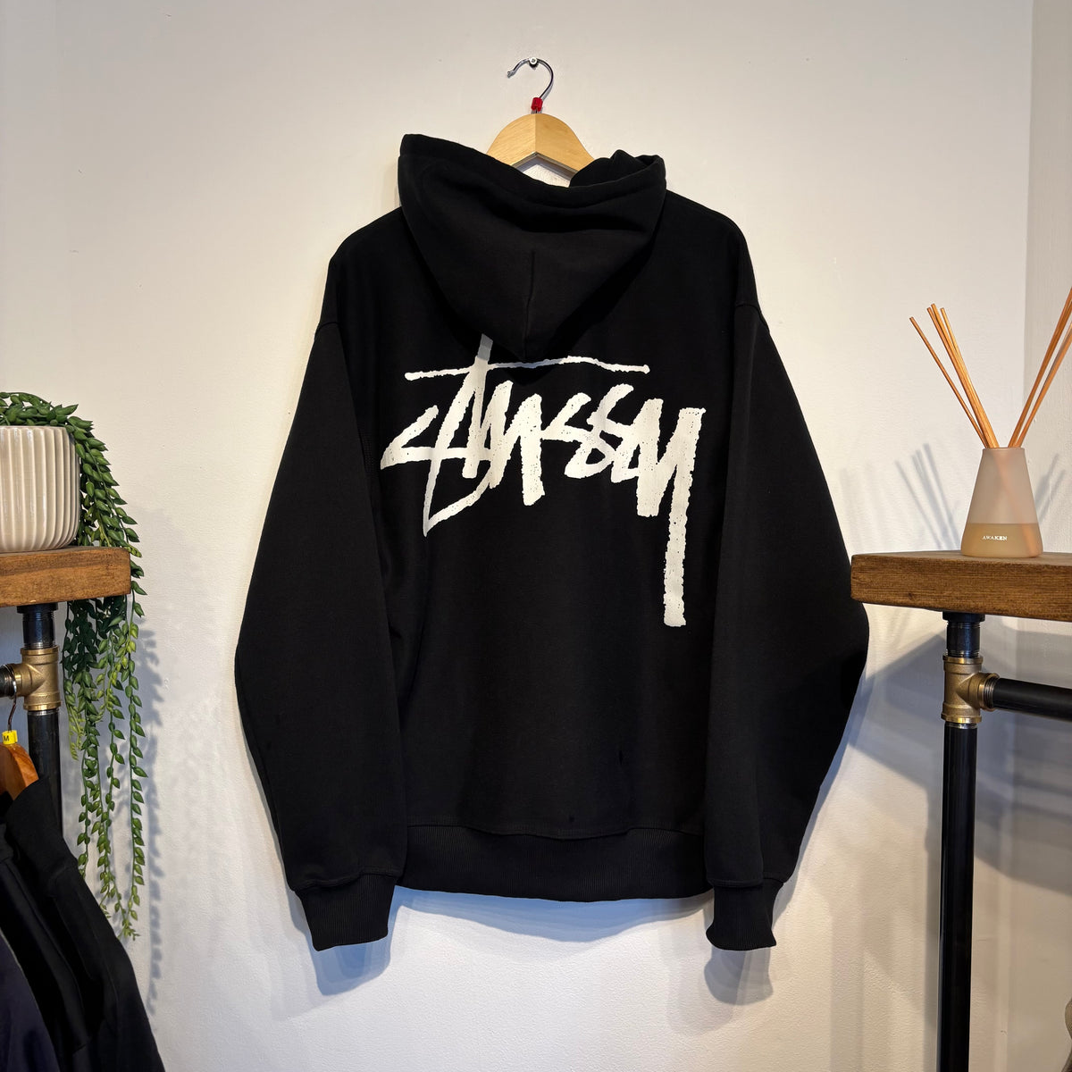 Stussy Big Stock Pullover Hoodie Black (Large)