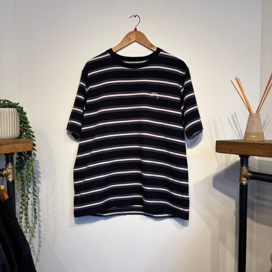 Stussy Multi Stripe T-Shirt Black (Large)