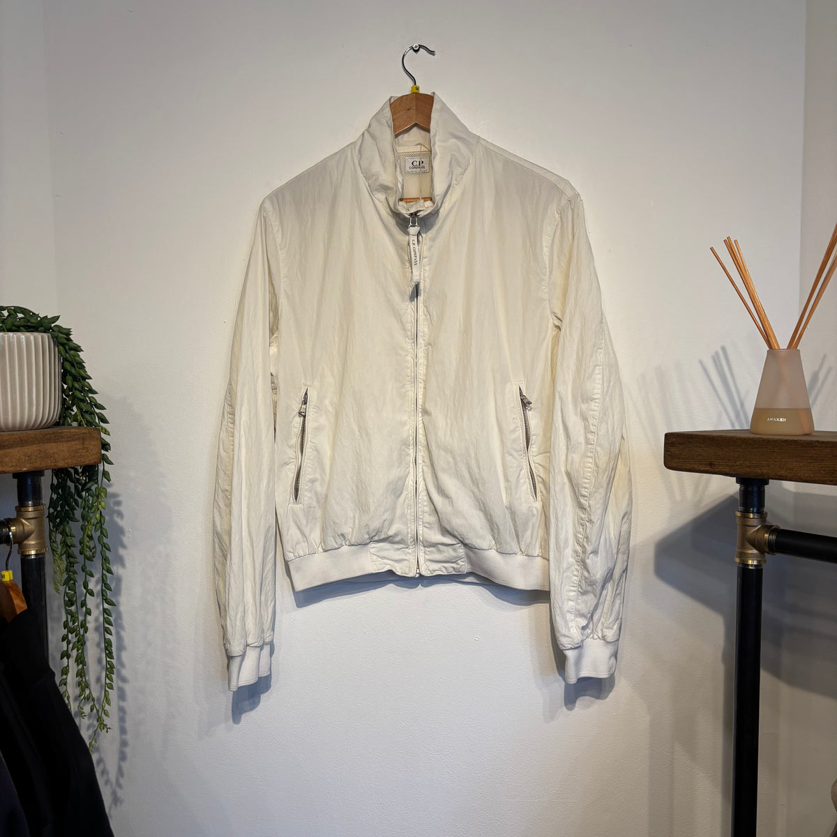 CP Company 2000s Windbreaker Bomber Jacket White (Medium)
