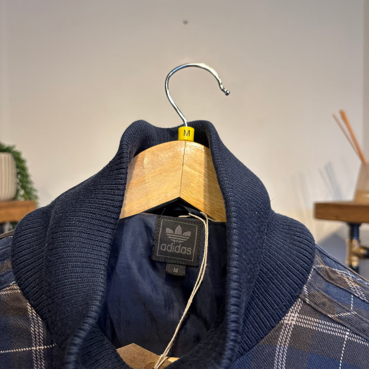 Adidas Plaid Bomber Jacket Navy (Medium)