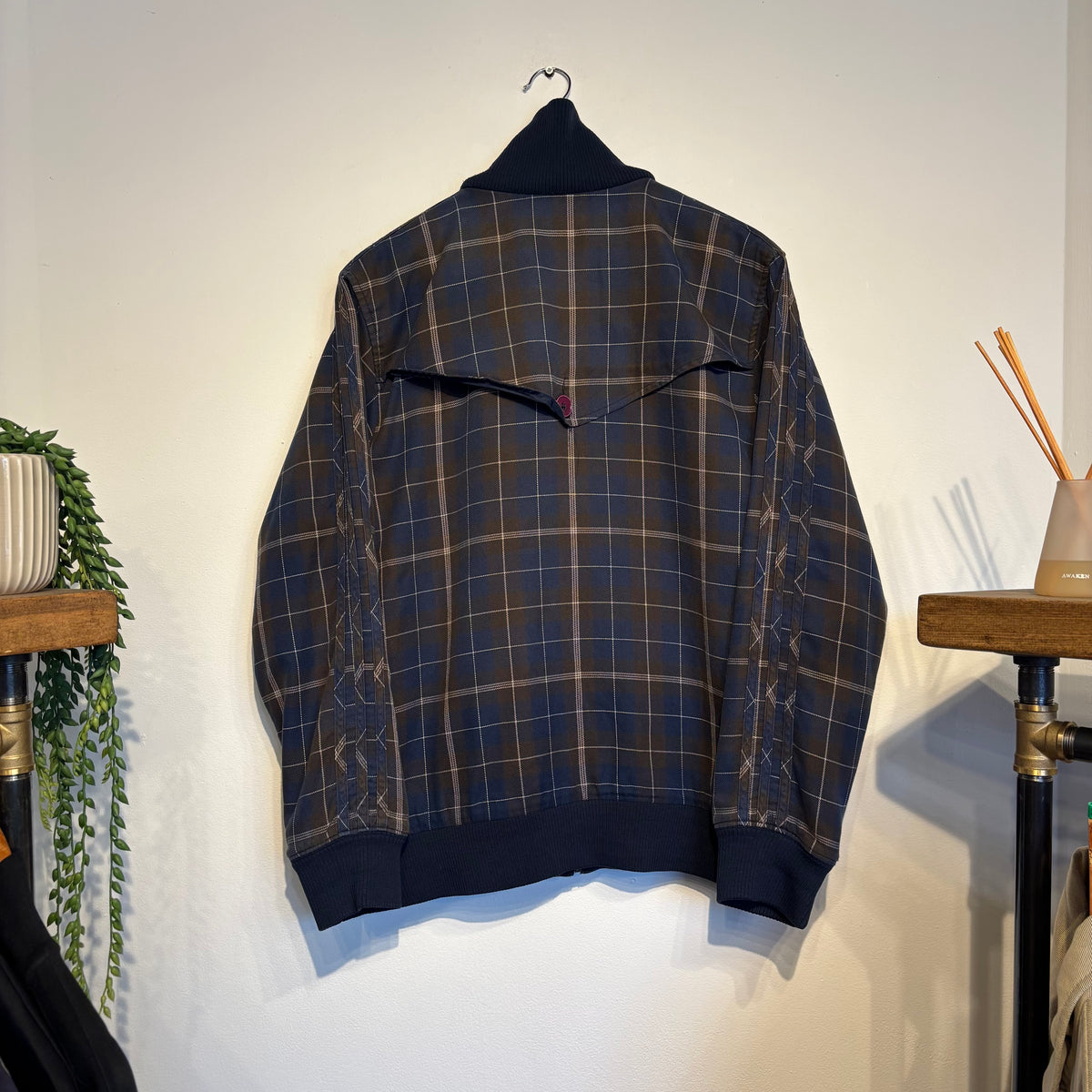 Adidas Plaid Bomber Jacket Navy (Medium)