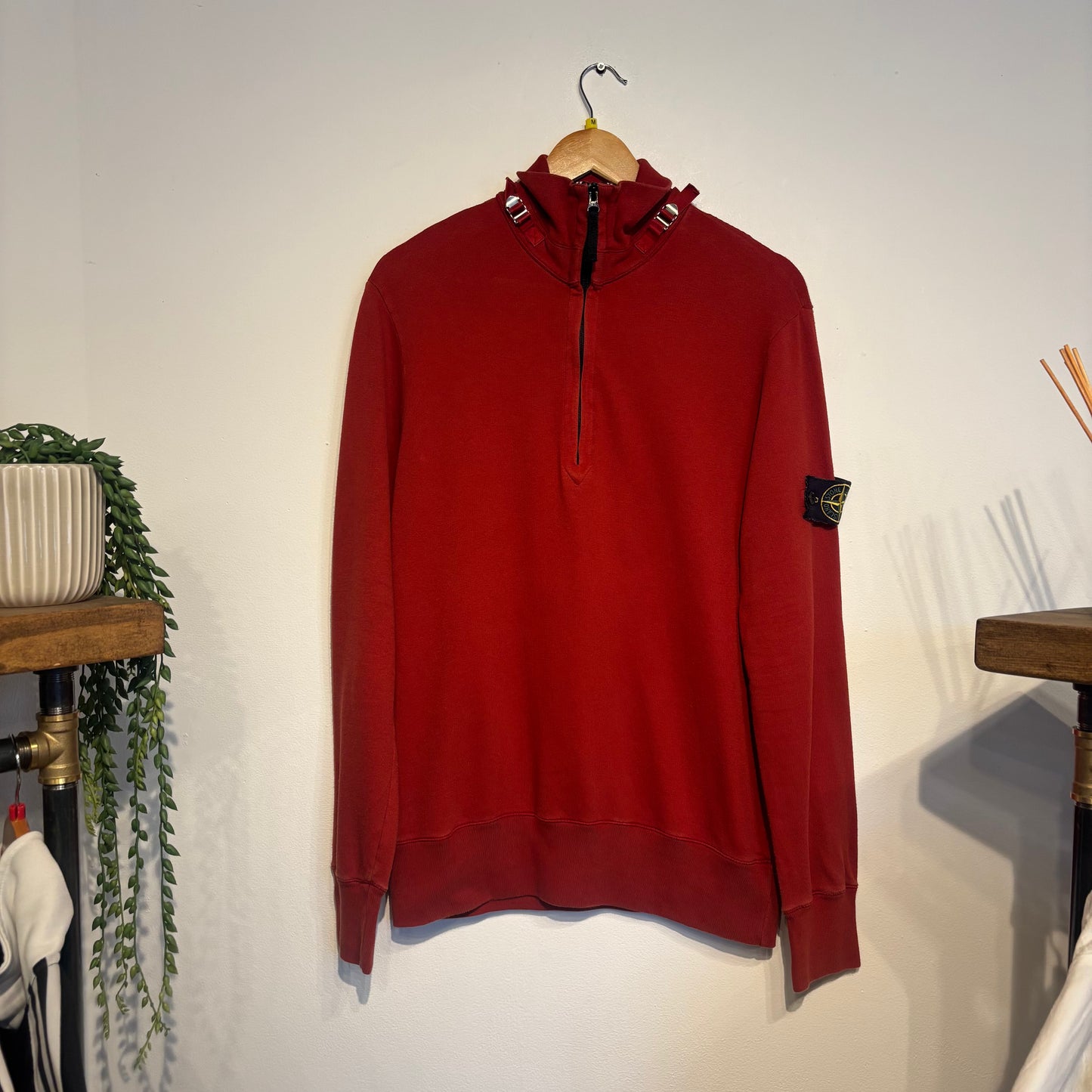 Stone Island S/S 2010 Quarter Zip Jumper Red (Medium)